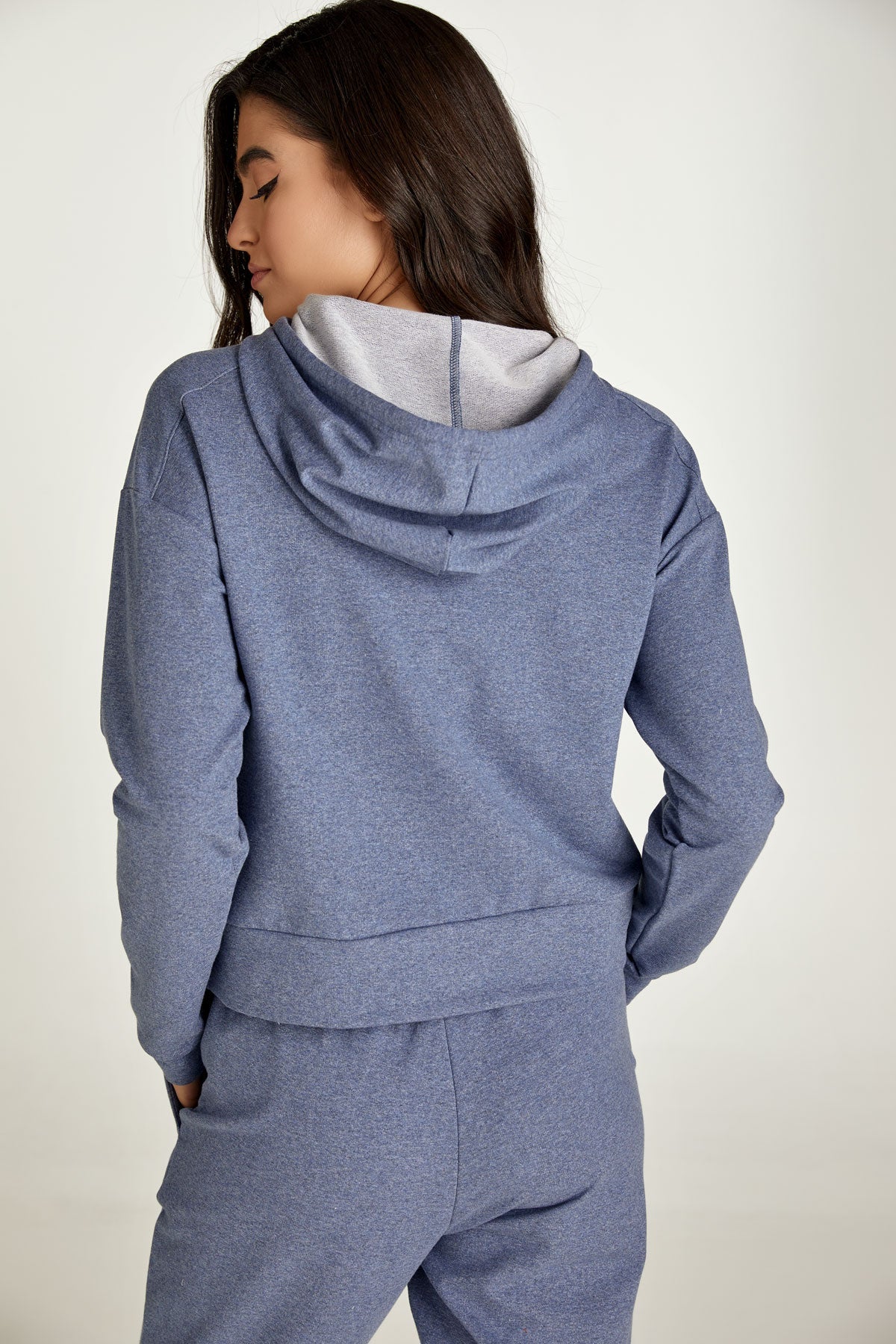 Indigo Mélange Hooded Sweatshirt-CONQUISTA-Urbanheer