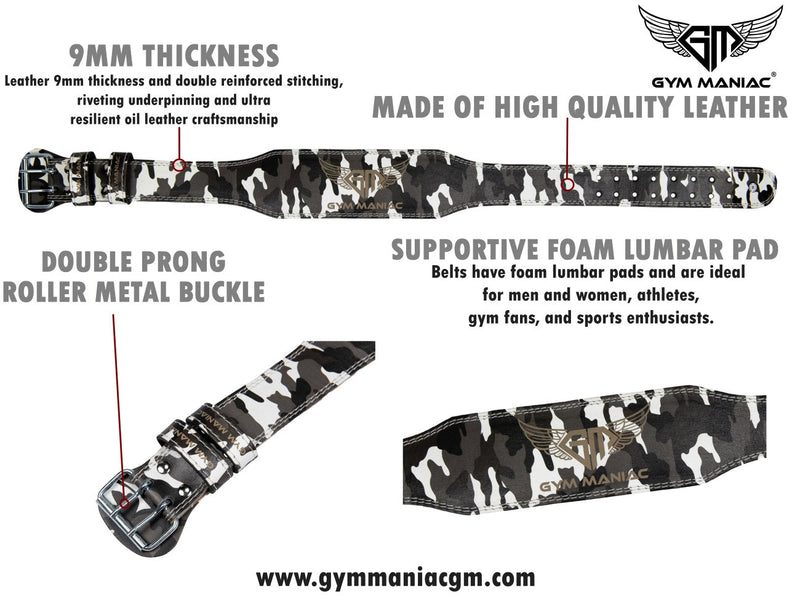 Gym Maniac GM Weight Lifting Belt - Camo-Gym Maniac GM s.r.o.-Urbanheer