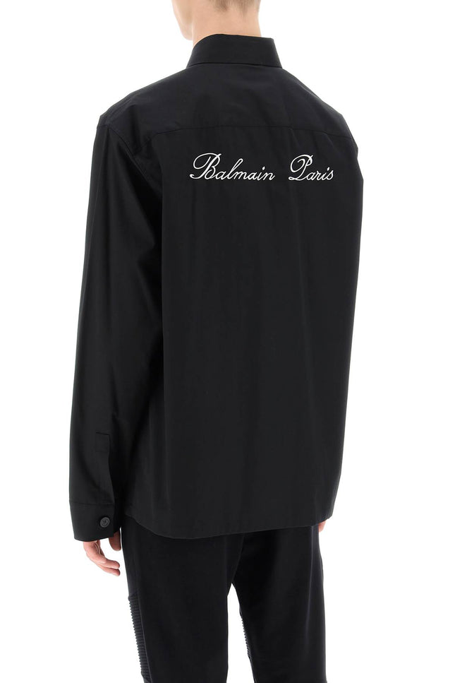Balmain Overshirt With Logo Embroidery-Balmain-Urbanheer