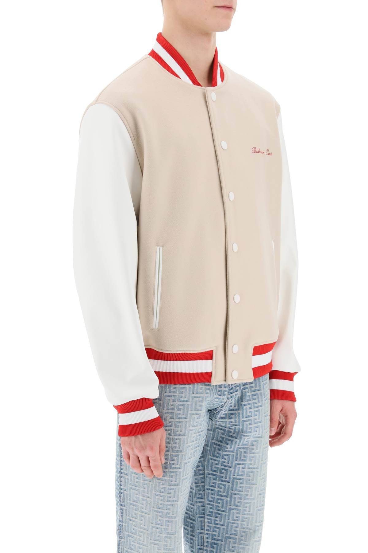 Balmain Bomber Jacket With Logo Embroidery-Balmain-Urbanheer