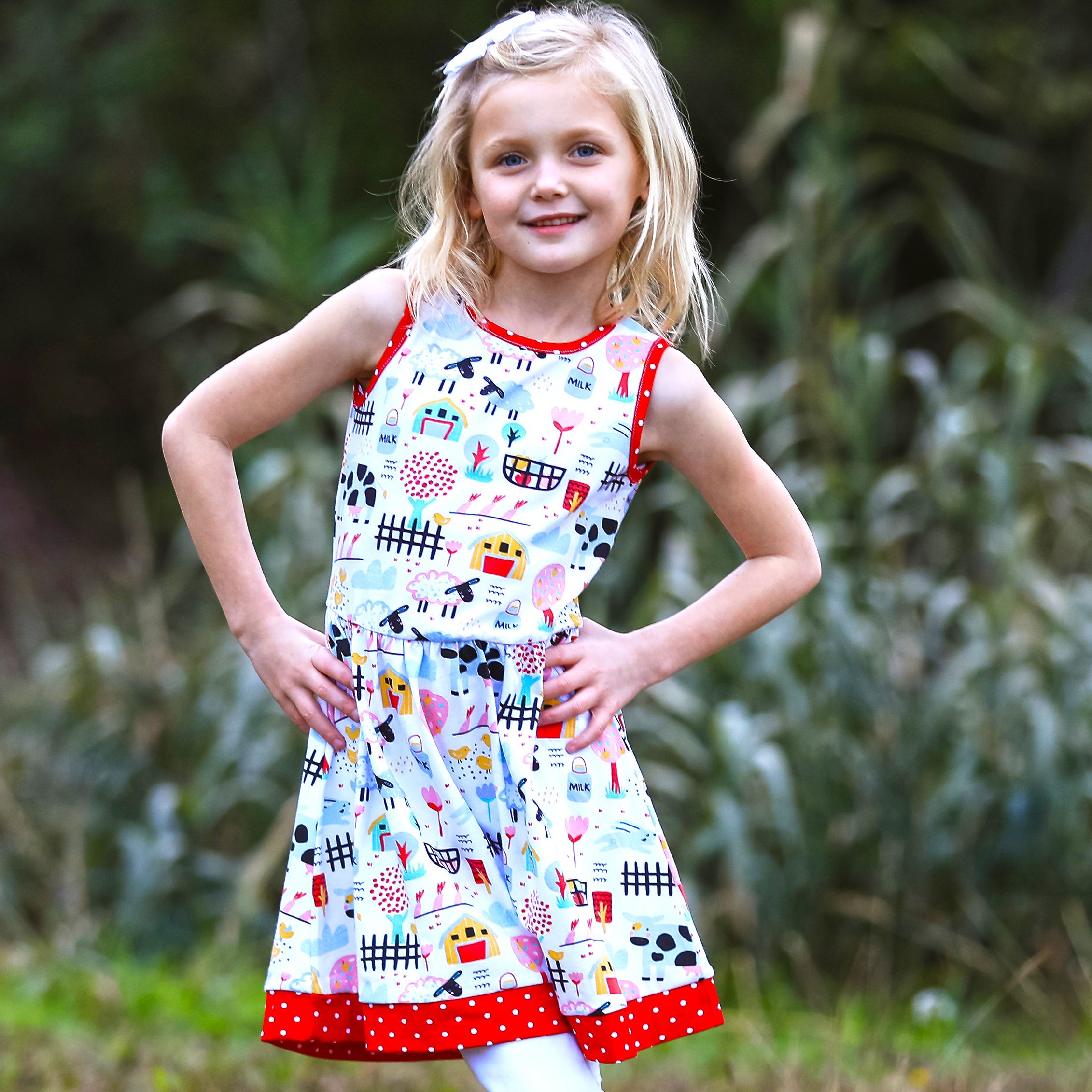 Annloren Little & Big Girls Farm Animal Sleeveless Cotton Swing Dress –  Urbanheer