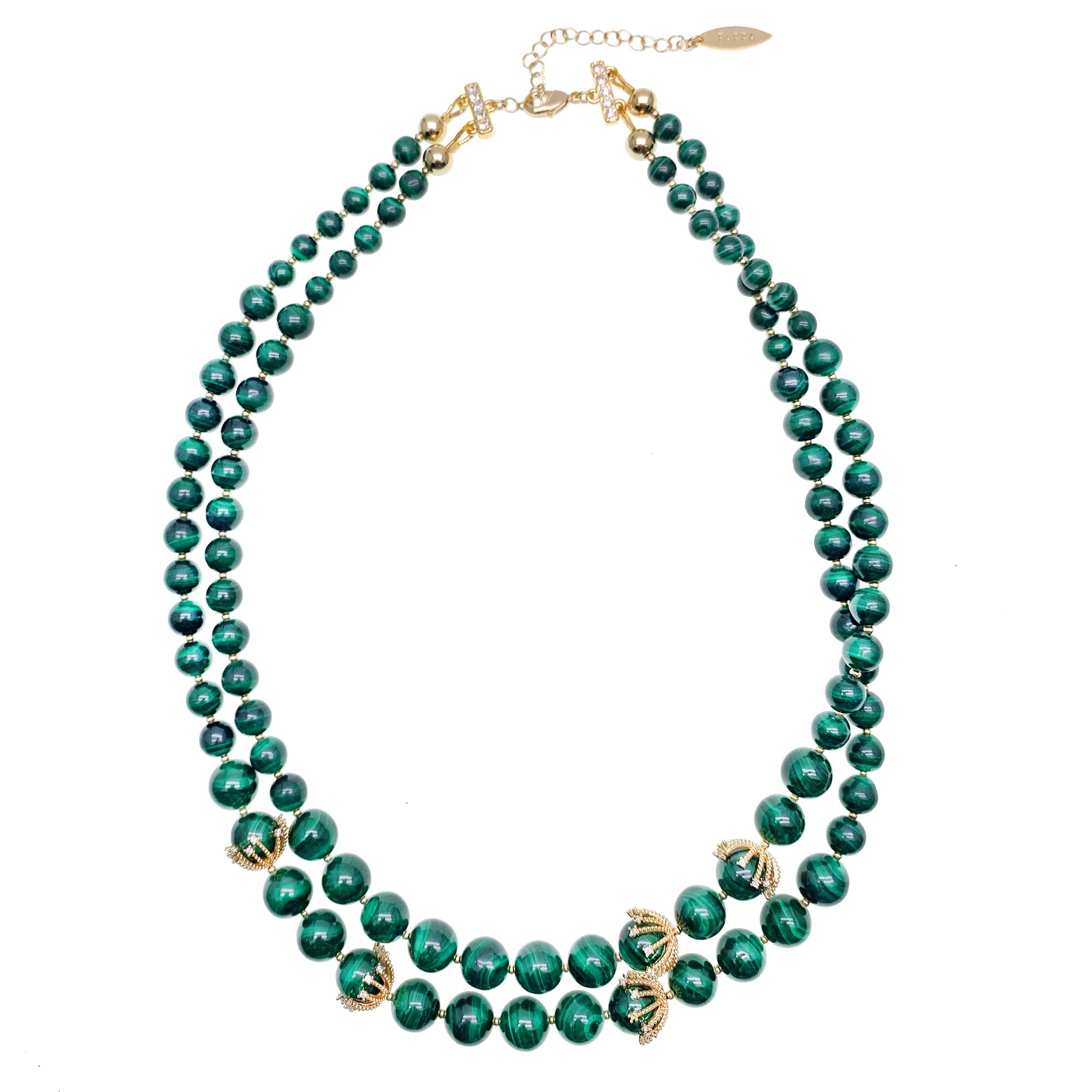 Malachite Double Strands Sophisticated Necklace Hn026-Necklaces-FARRA-Jewelry-Urbanheer