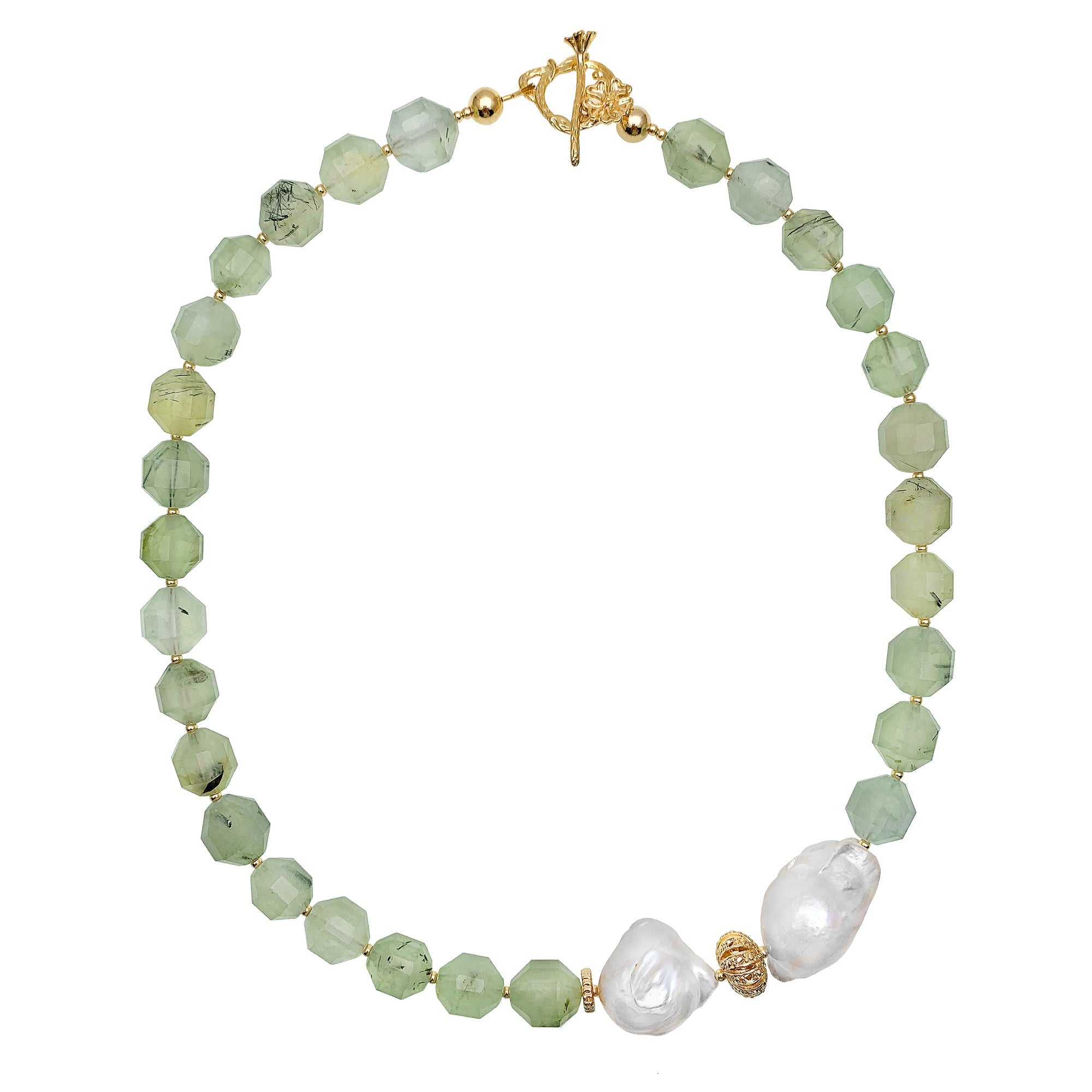 Prehnite With Baroque Pearl Short Necklace En006-necklace-FARRA-Jewelry-Urbanheer