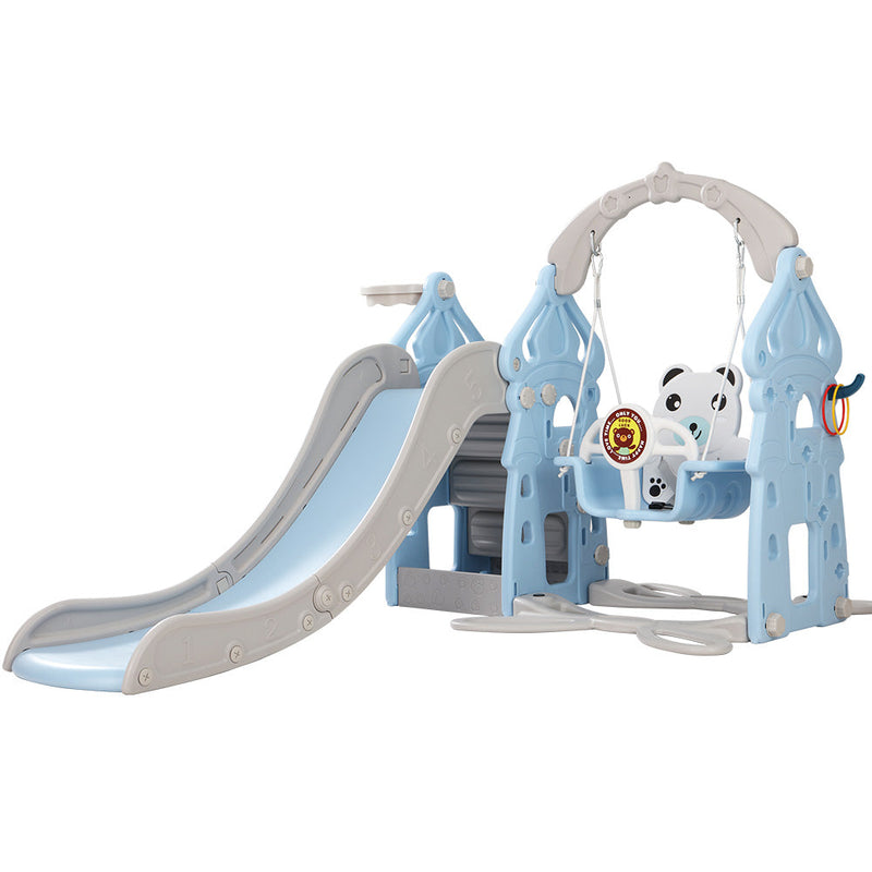 Keezi Kids 170Cm Slide And Swing Set Playground Basketball Hoop Ring Outdoor Toys Blue-Keezi-Urbanheer