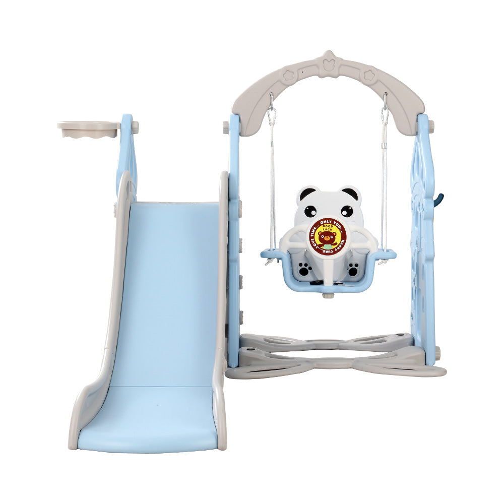 Keezi Kids 170Cm Slide And Swing Set Playground Basketball Hoop Ring Outdoor Toys Blue-Keezi-Urbanheer