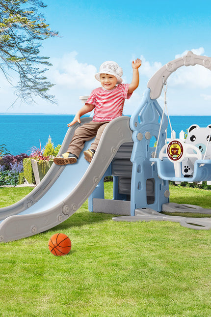 Keezi Kids 170Cm Slide And Swing Set Playground Basketball Hoop Ring Outdoor Toys Blue-Keezi-Urbanheer
