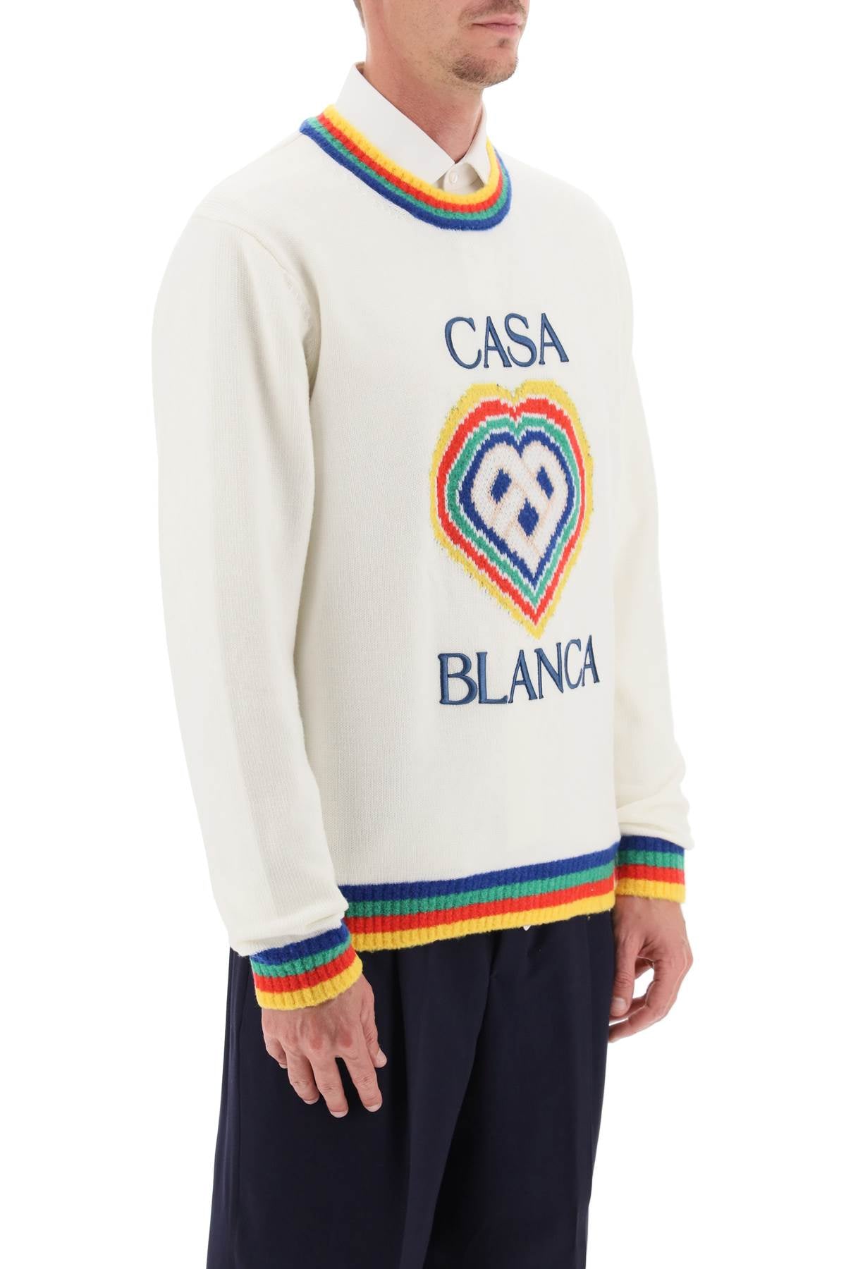 Casablanca Rainbow Heart Virgin Wool Sweater-Casablanca-Urbanheer