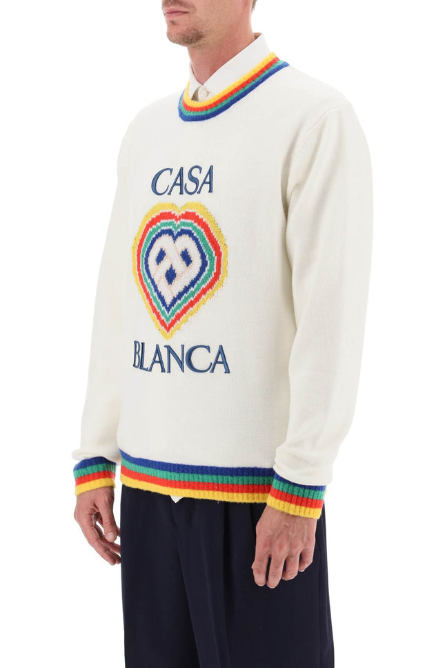 Casablanca Rainbow Heart Virgin Wool Sweater-Casablanca-Urbanheer