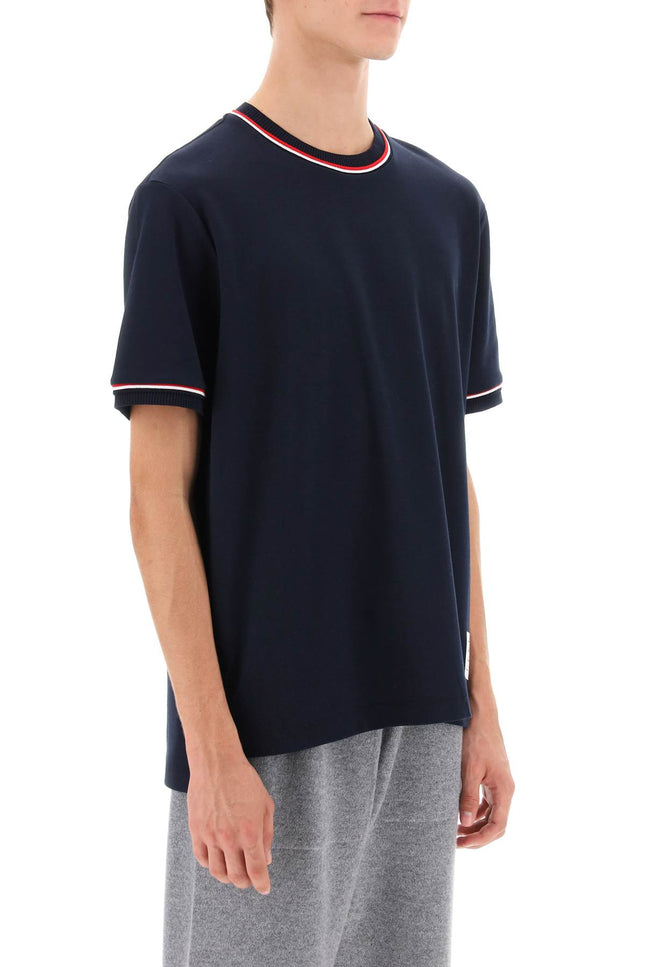 Thom browne milano stitch t-shirt with rwb stripe trims-Thom Browne-Urbanheer