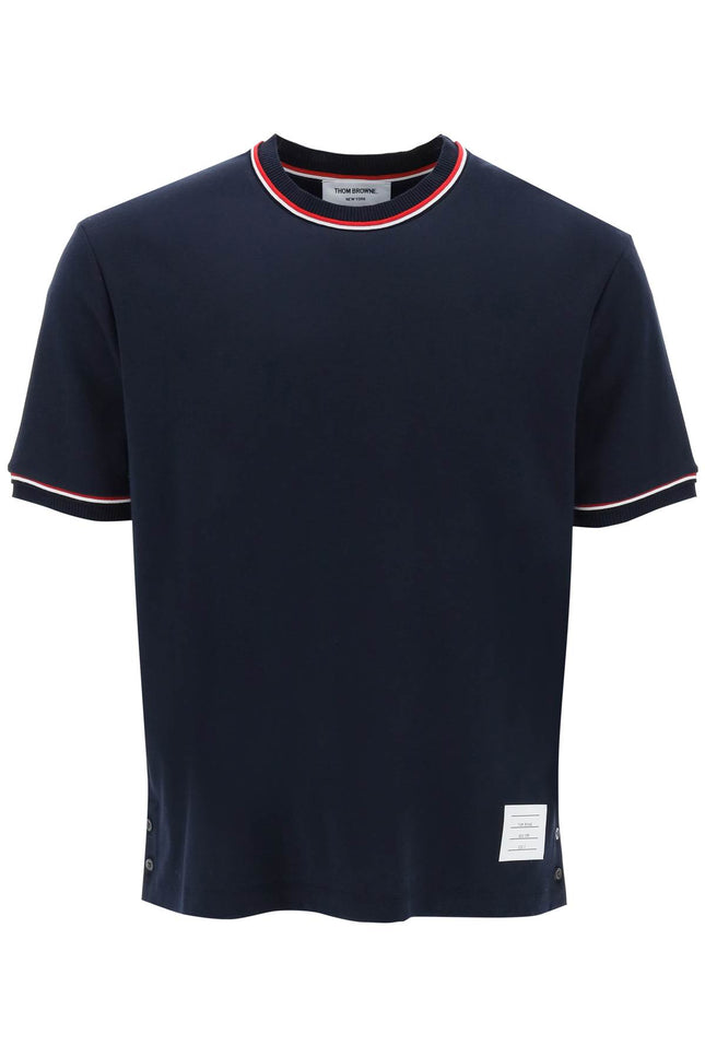 Thom browne milano stitch t-shirt with rwb stripe trims-Thom Browne-Urbanheer