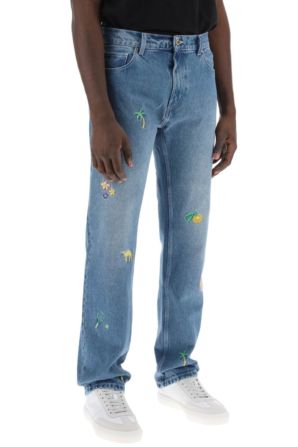 Casablanca Embroidered Straight Jeans-Casablanca-34-Urbanheer