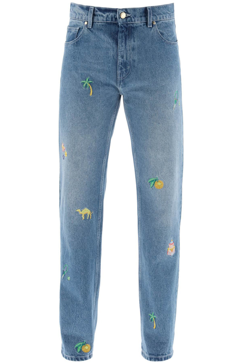 Casablanca Embroidered Straight Jeans-Casablanca-34-Urbanheer