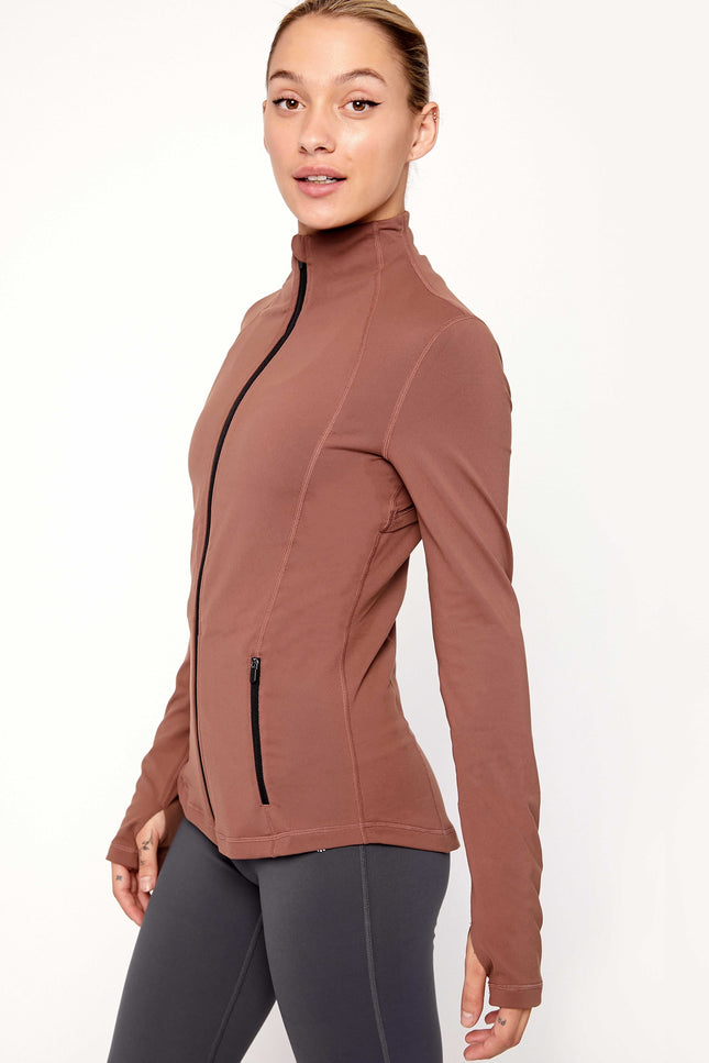 Gen XYZ Zip Up Track Jacket-Clothing - Women-rebody-Walnut-XS-Urbanheer