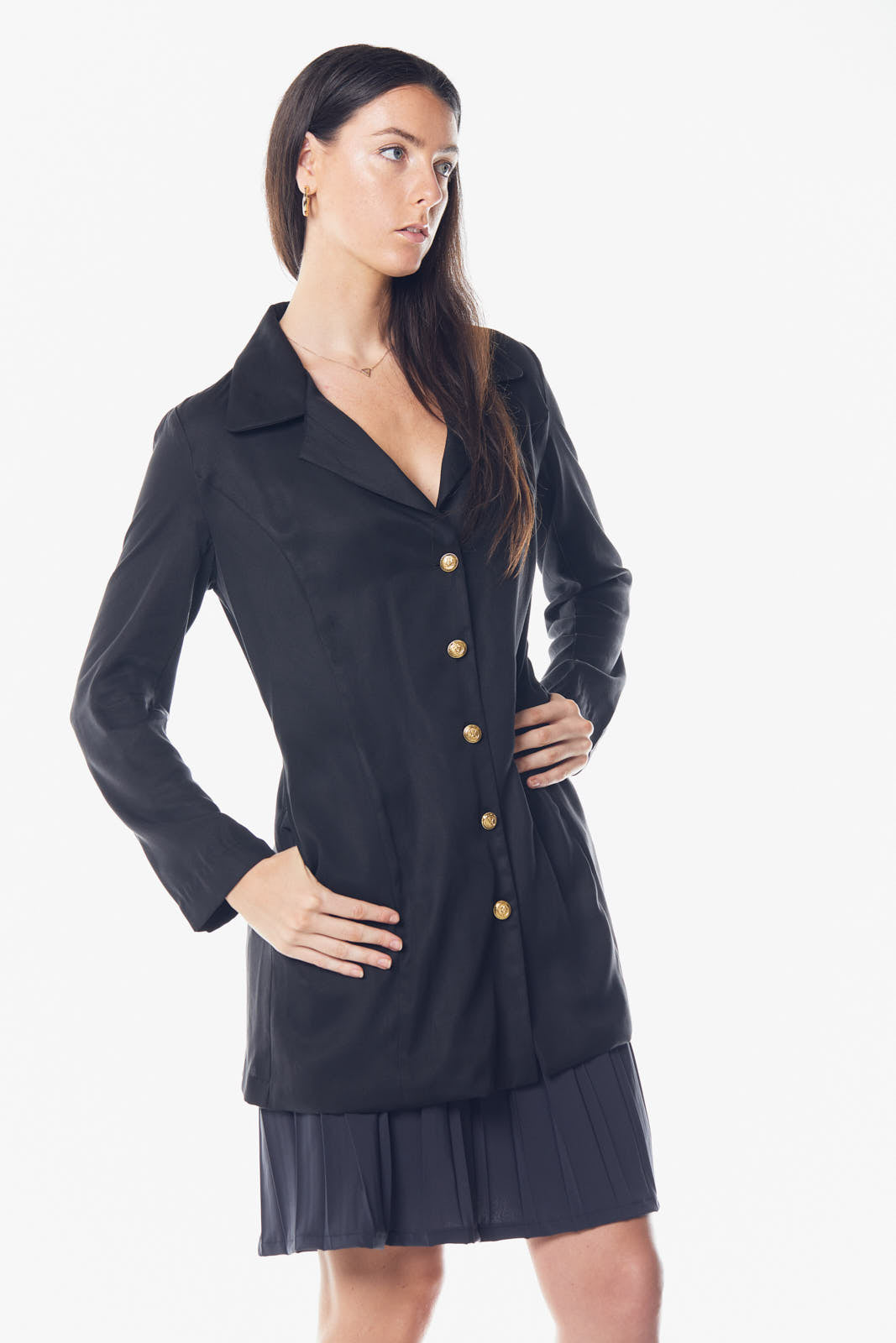 Women'S Linen Long Jacket In Black-Le Réussi-Urbanheer