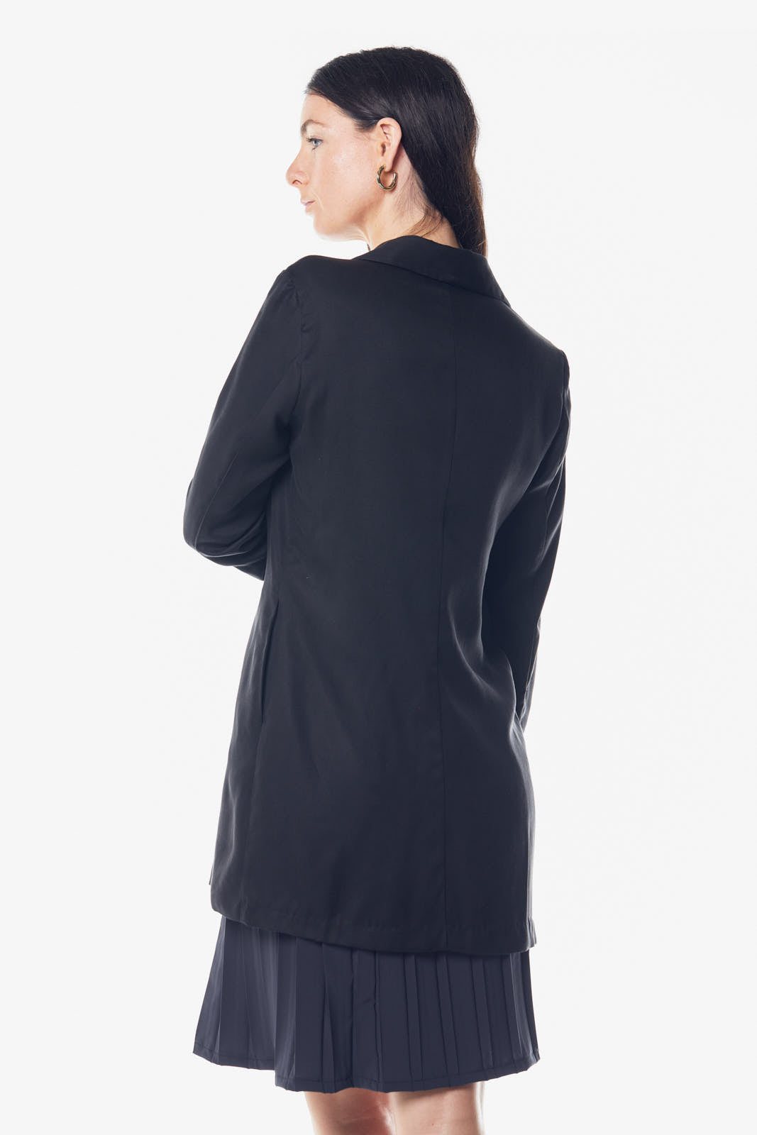 Women'S Linen Long Jacket In Black-Le Réussi-Urbanheer