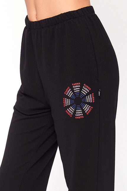 Karma Graphic Viscose Blend Sweatpants-Clothing - Women-rebody-Urbanheer