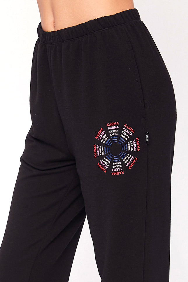 Karma Graphic Viscose Blend Sweatpants-Clothing - Women-rebody-Urbanheer