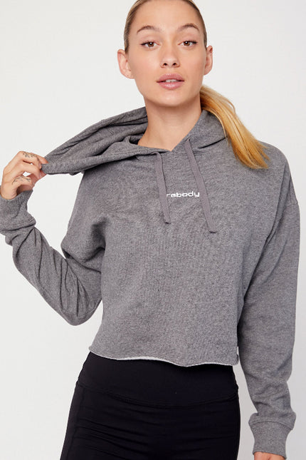 Rebody Logo Fleece Crop Hoody-rebody-Heather Grey-XS-Urbanheer