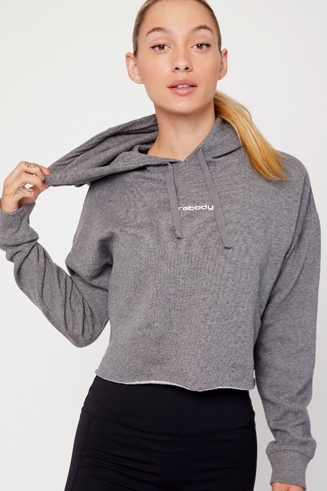 Rebody Logo Fleece Crop Hoody-rebody-Heather Grey-XS-Urbanheer