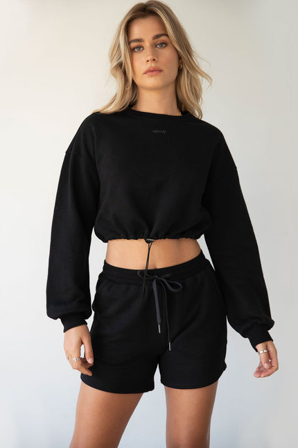 Rebody Puff Sleeve Crop Sweatshirt-rebody-Metropolis Black/Slate-S-Urbanheer