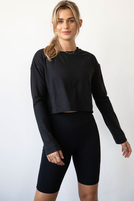 Go With The Flow Crop Long Sleeve-Clothing - Women-rebody-Cozy Black-XS-Urbanheer