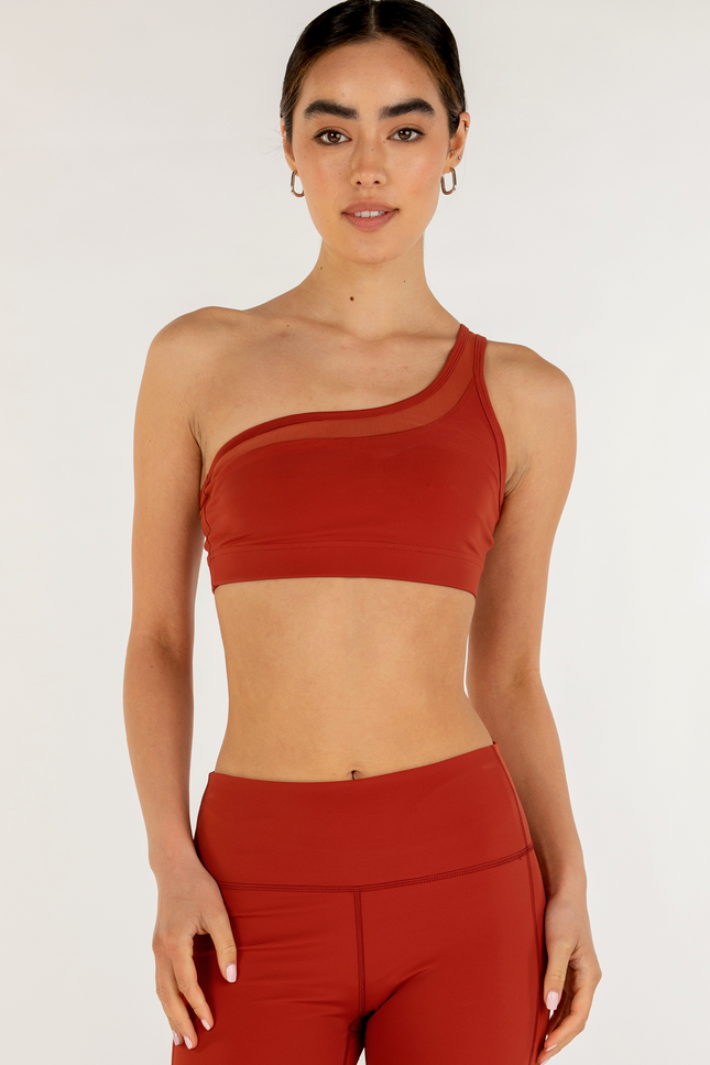 On Duty Mesh One Shoulder Silkiflex™ Bra-rebody-Mars Red-XS-Urbanheer