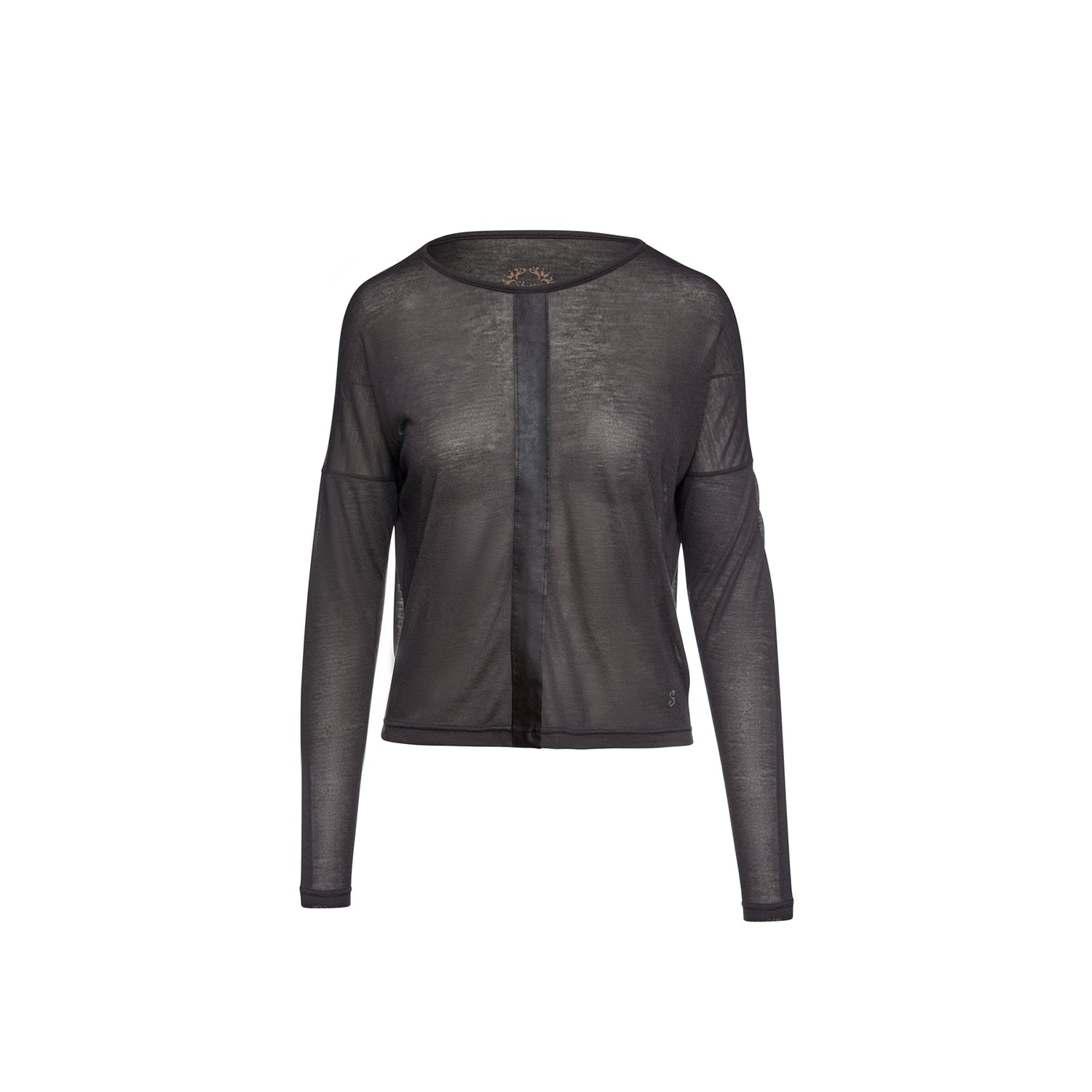 Dark Brown Top With Faux Leather Detail-Tops-Conquista-L-Urbanheer