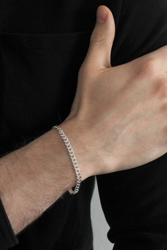 Silver Curb Chain Bracelet-Kind Karma Company USD-Urbanheer