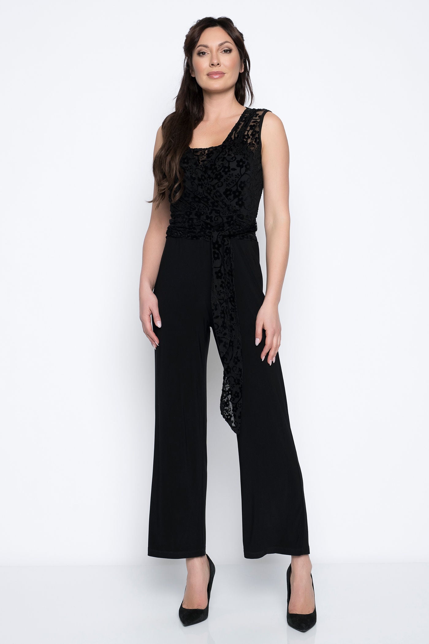 Sleeveless Waist Tie Jumpsuit - Black-Picadilly-Urbanheer