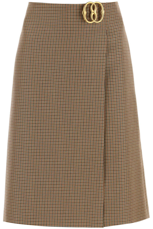 Bally Houndstooth A-Line Skirt With Emblem Buckle-Bally-Urbanheer
