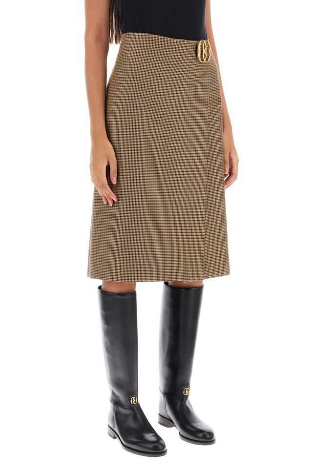 Bally Houndstooth A-Line Skirt With Emblem Buckle-Bally-Urbanheer