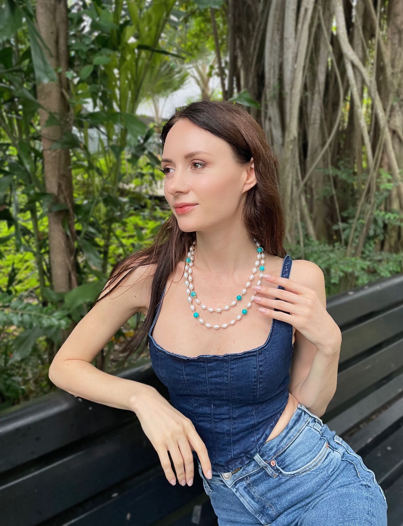 Freshwater Pearls With Amazonite Multi-Way Necklace Gn026-necklace-FARRA-Jewelry-Urbanheer