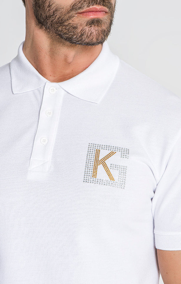 White Carats Men'S Crystals Polo T-Shirt-Clothing - Men-Gianni Kavanagh-XS-White-Urbanheer