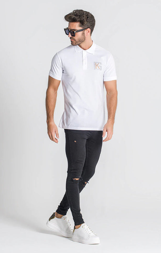 White Carats Men'S Crystals Polo T-Shirt-Clothing - Men-Gianni Kavanagh-S-White-Urbanheer