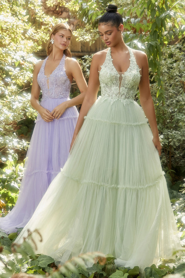 Garden Lace Gree Lavender Prom & Dress-CIND-Urbanheer