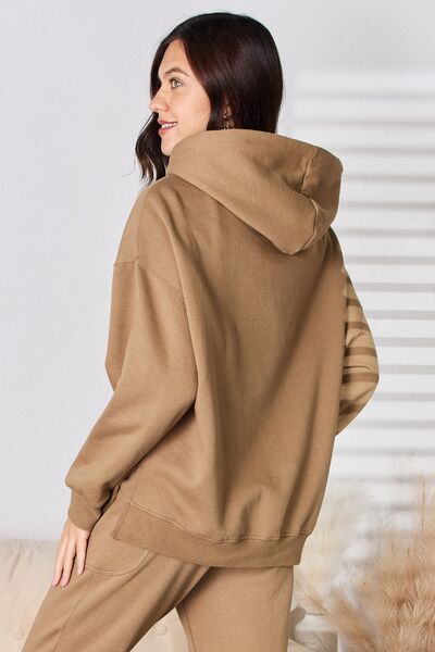 Risen Drawstring Drop Shoulder Long Sleeve Hoodie-UHX-Urbanheer