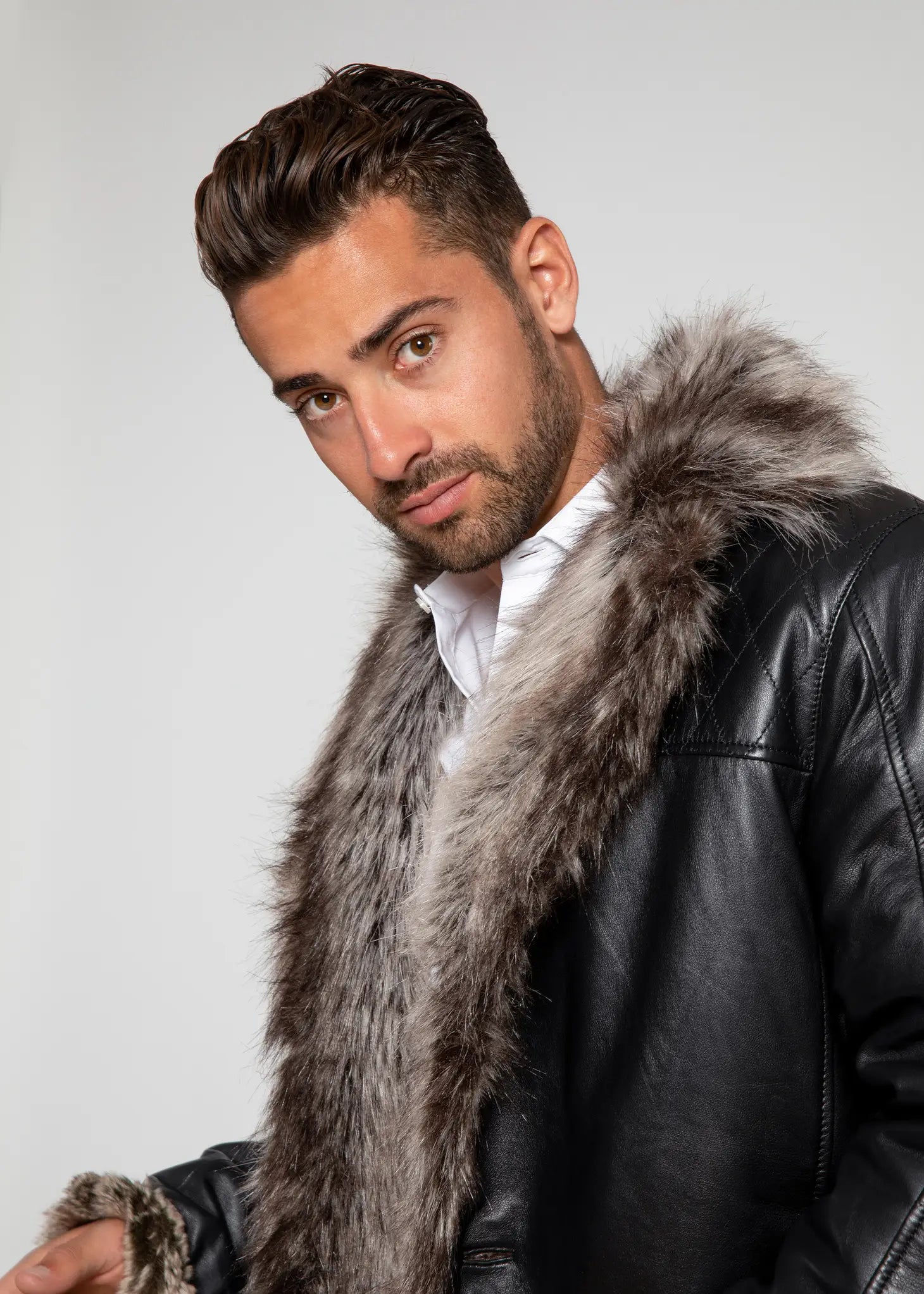 Men'S Jayden Shearling Faux Fur Leather Jacket-Clothing - Men-Fadcloset-M-Urbanheer