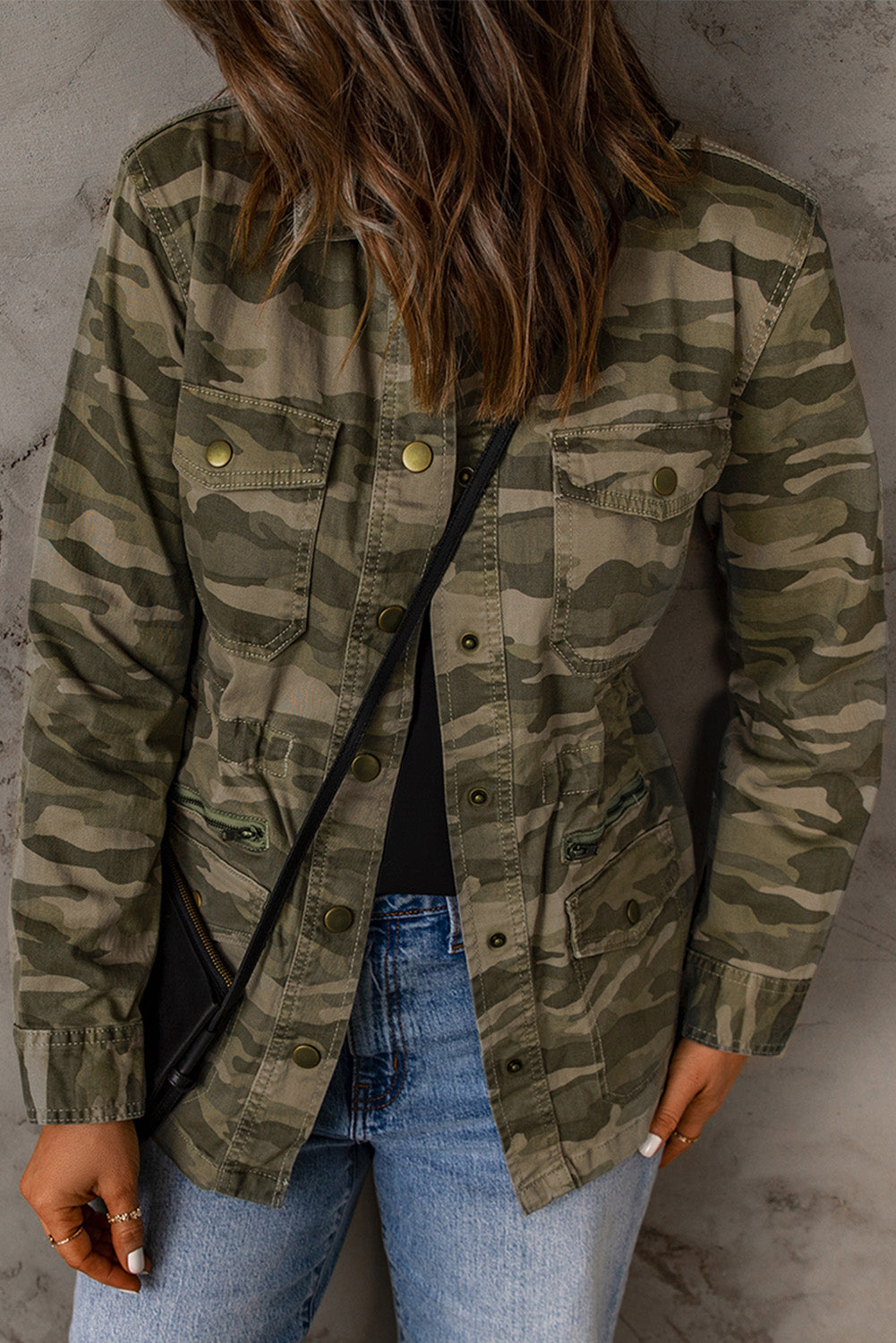 Camouflage Snap Down Jacket-UHX-Urbanheer