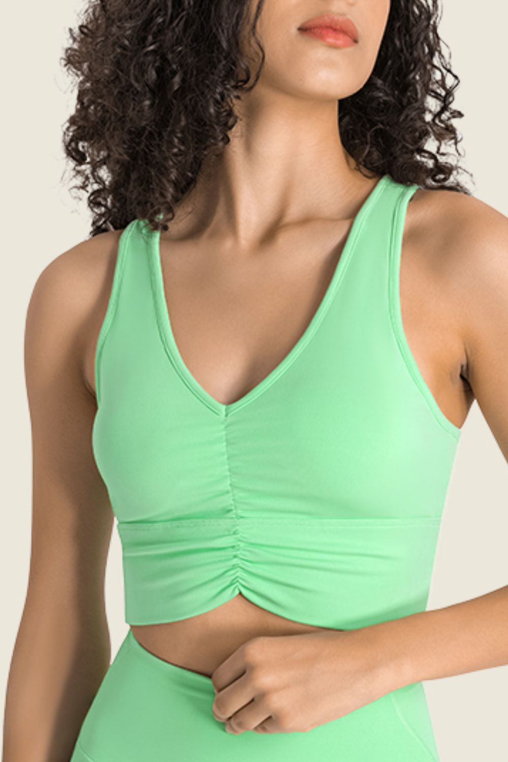 Gathered Detail Halter Neck Sports Bra – Urbanheer