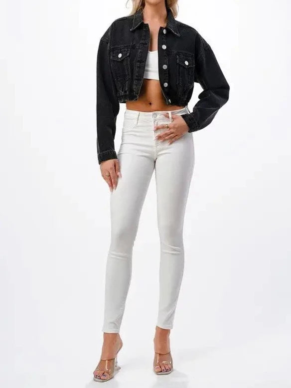 Denim Jacket - Cropped & Casual Style-Clothing-Heart&Hips-Urbanheer