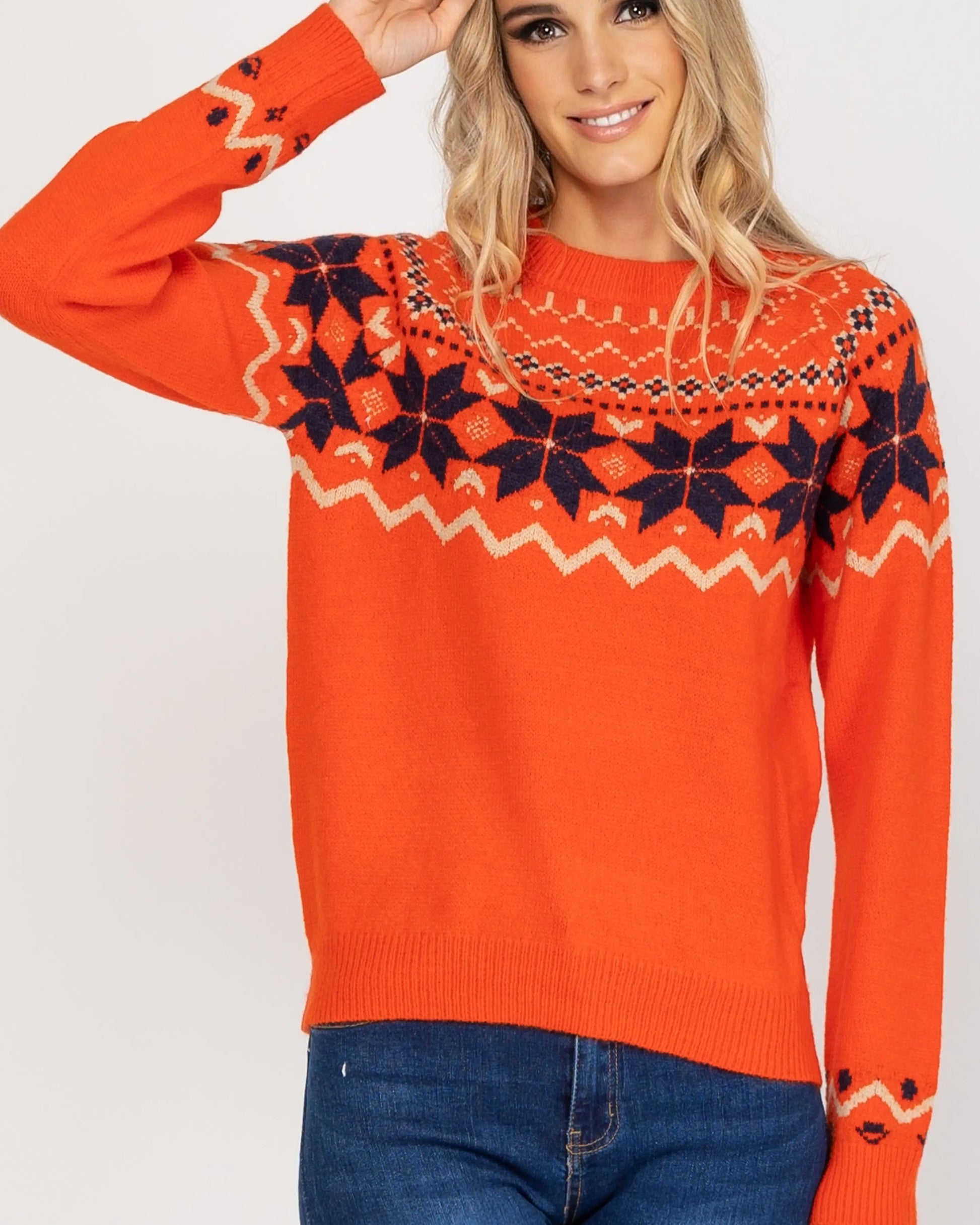 Knitted Jumper With Geometric Print.-Tantra-Urbanheer