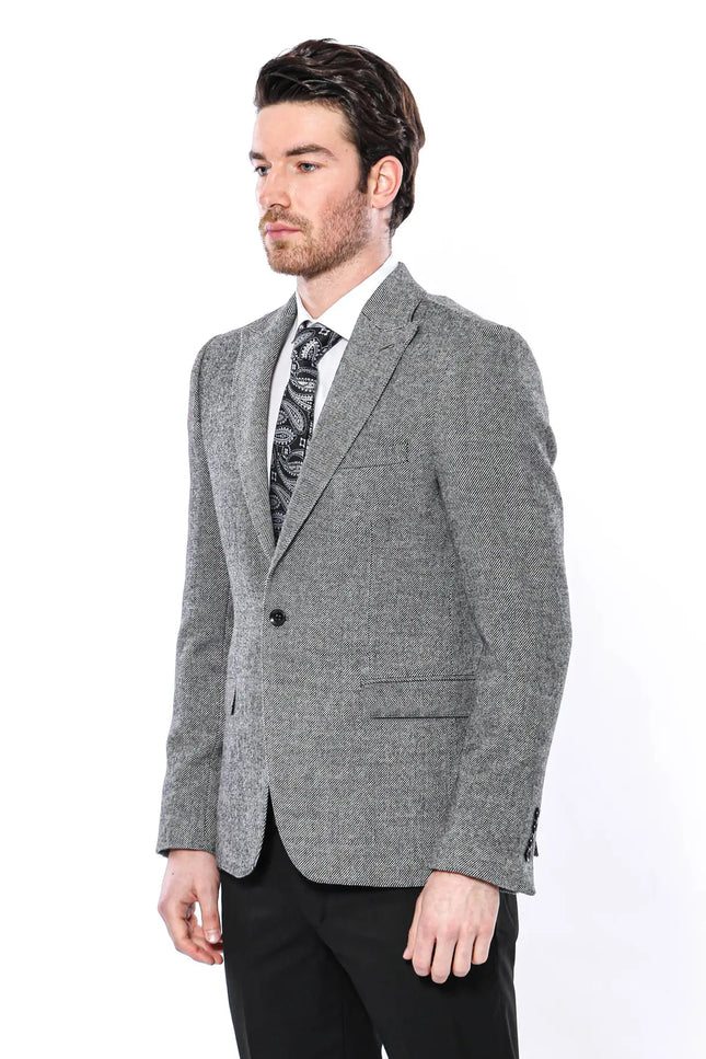 Peak Lapel Grey Blazer-Clothing-Wessi-Urbanheer