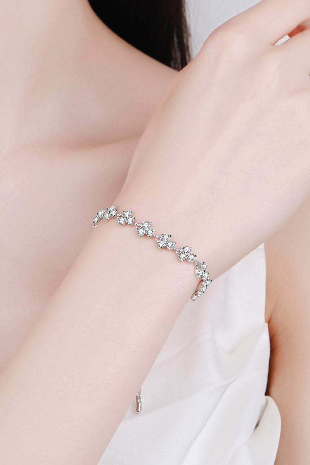 Adjustable Moissanite Bracelet-UHX-Silver-One Size-Urbanheer