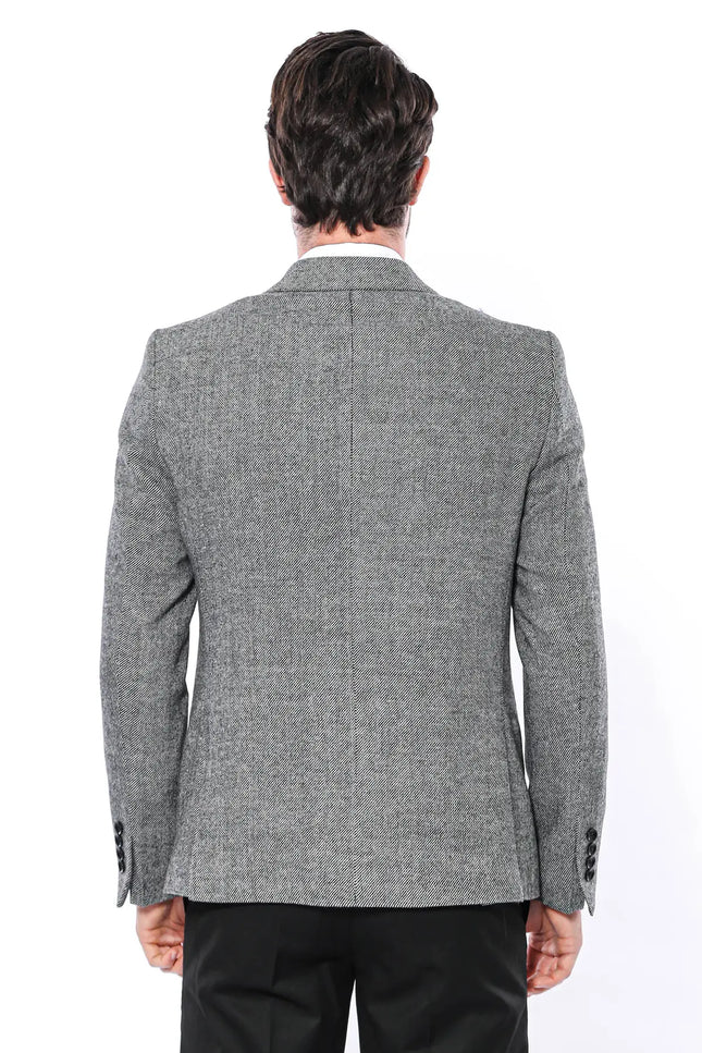 Peak Lapel Grey Blazer-Clothing-Wessi-Urbanheer