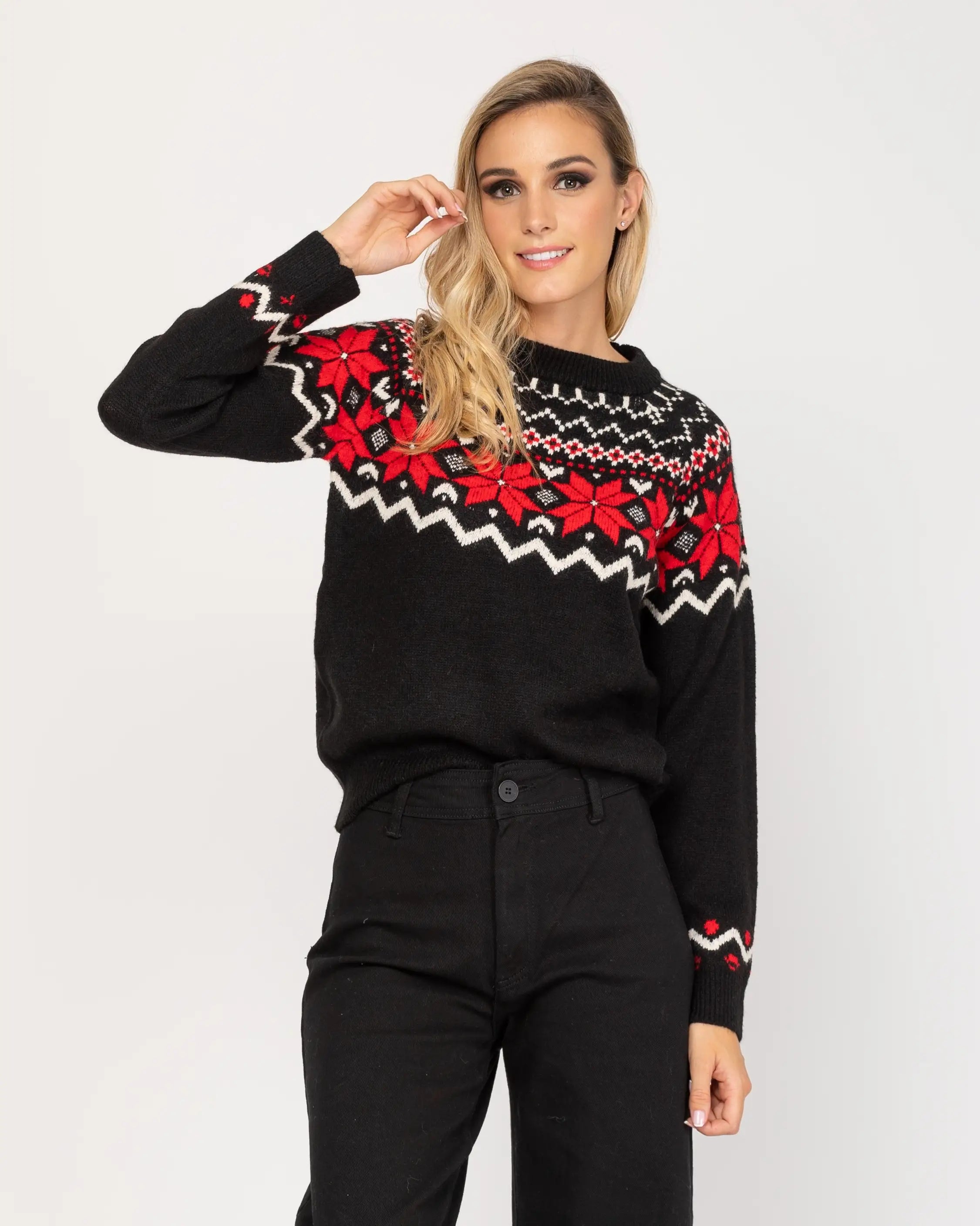 Knitted Jumper With Geometric Print.-Tantra-S-Urbanheer