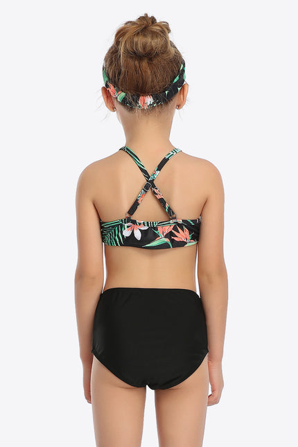 Botanical Print Ruffled Two-Piece Swim Set-UHX-Urbanheer