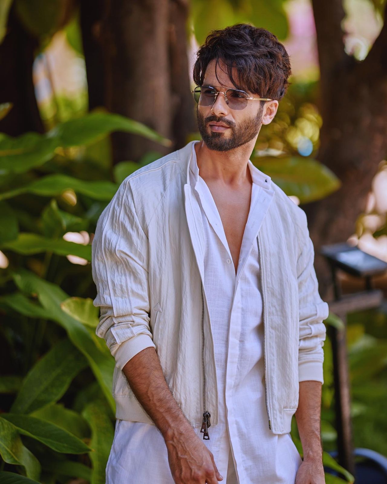 Shahid Kapoor In Our - Off-White Bomber Jacket With Kurta & Pant Set-Biker Jacket Set-Bohame-Urbanheer