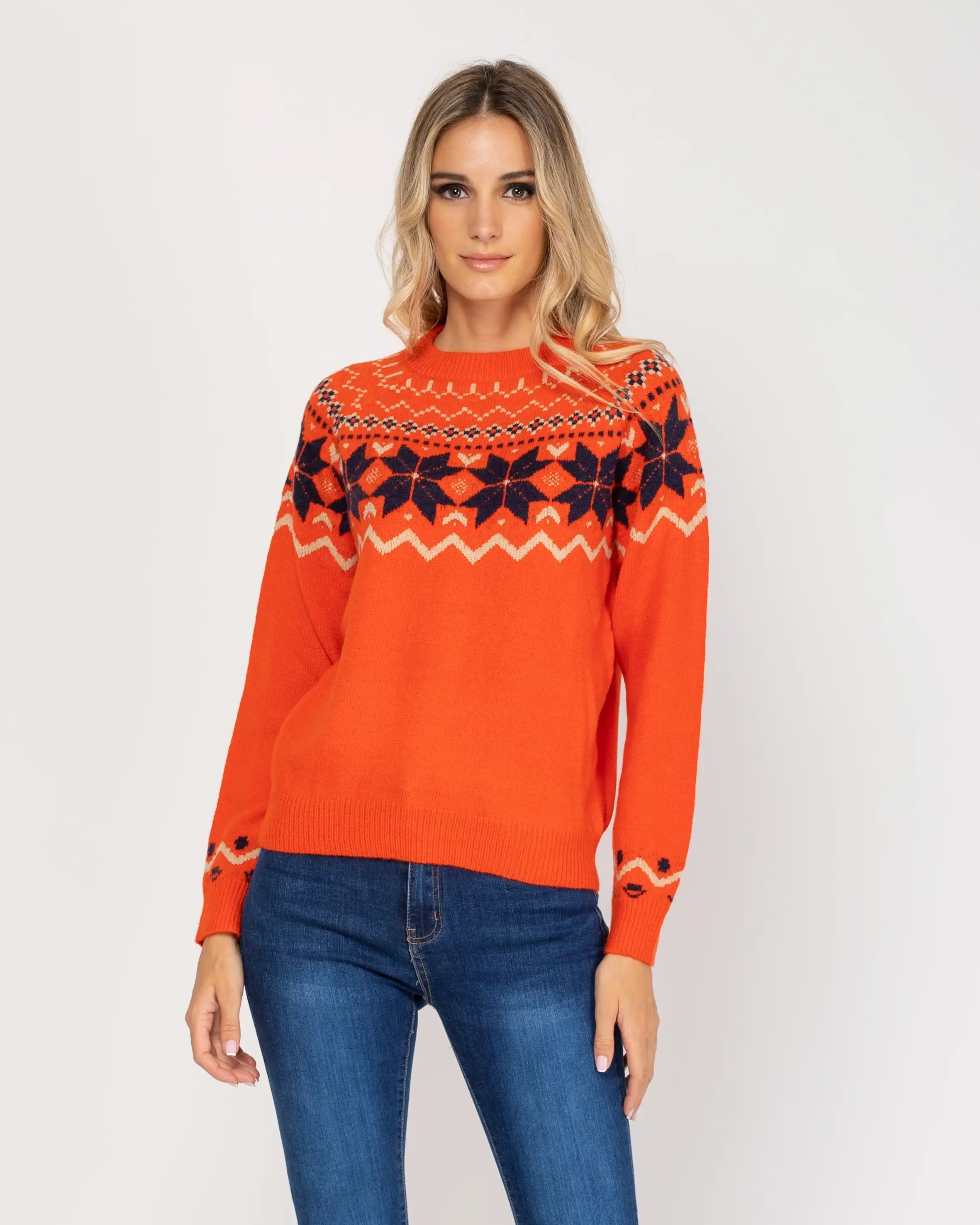 Knitted Jumper With Geometric Print.-Tantra-S-Urbanheer