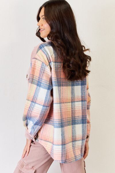 J.Nna Plaid Colorblock Button Down Jacket-UHX-Urbanheer