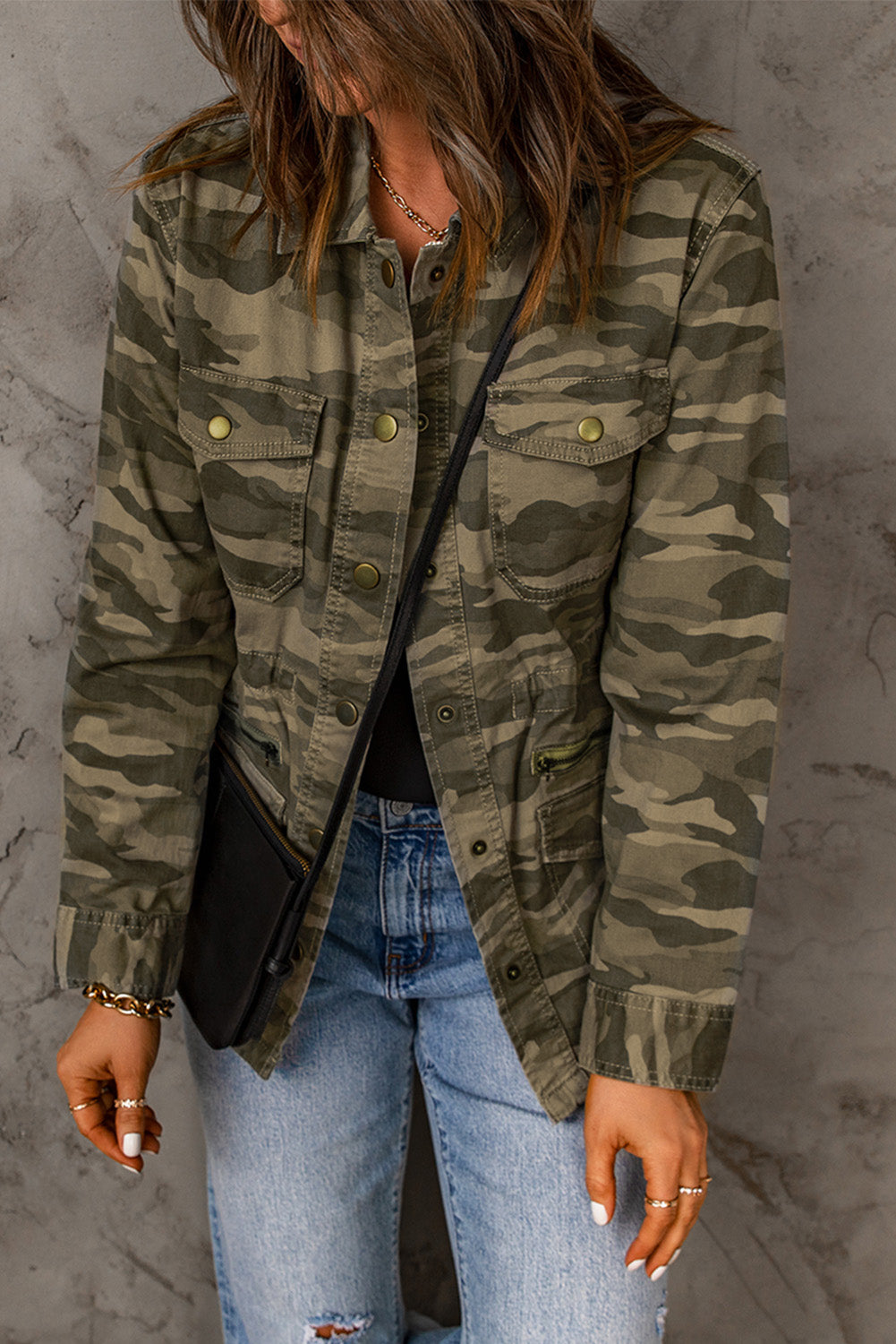 Camouflage Snap Down Jacket-UHX-Camouflage-S-Urbanheer